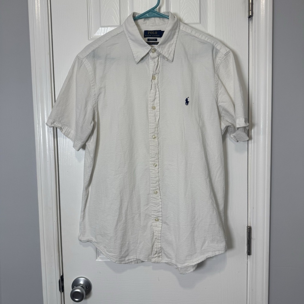 Polo Ralph Lauren White Shirt Mens Large L Untucked Guaranteed To Wrinkle